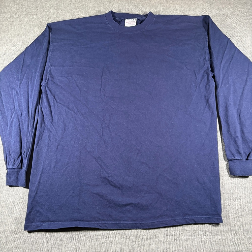 Vintage Pluma Long Sleeve T-Shirt Mens XL Blue Heavyweight Cotton Made in‎ USA